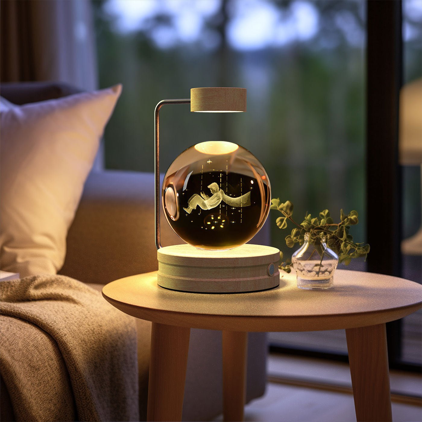 Crystal Ball Cosmic Dinosaur Indoor Night Light USB Power Warm Bedside Light Birthday Gift Night Lamp - TechTrendPro