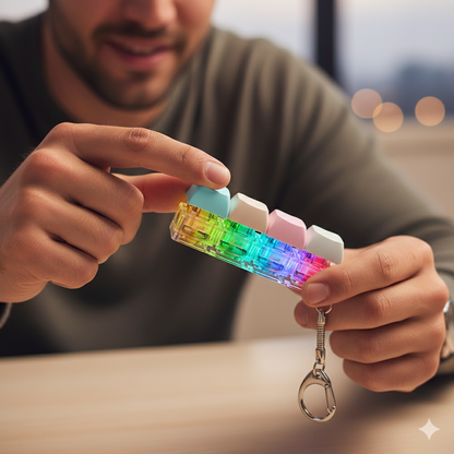 Keyboard-Key Fidget Toy – Mechanische Tastenkappe mit LED-Licht, Stressabbau Keychain & DIY Keyboard Button Spielzeug