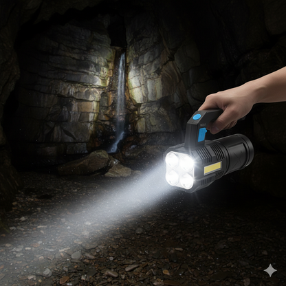 LED Flashlight Rechargeable USB Torch – 4 Modes Waterproof COB Work & Camping Light