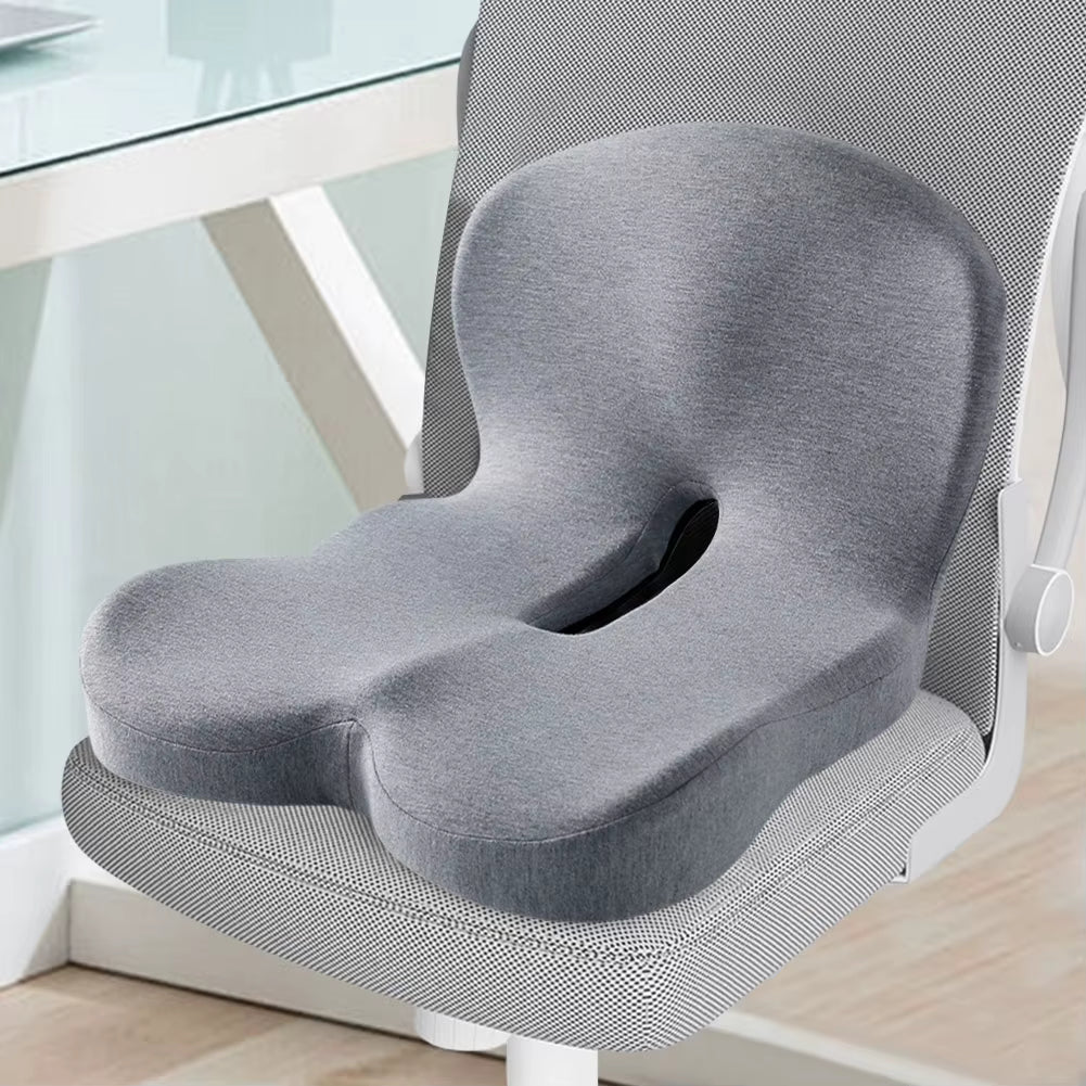 L-Shaped Memory Foam Seat Cushion with Lumbar Support – For Office & Car