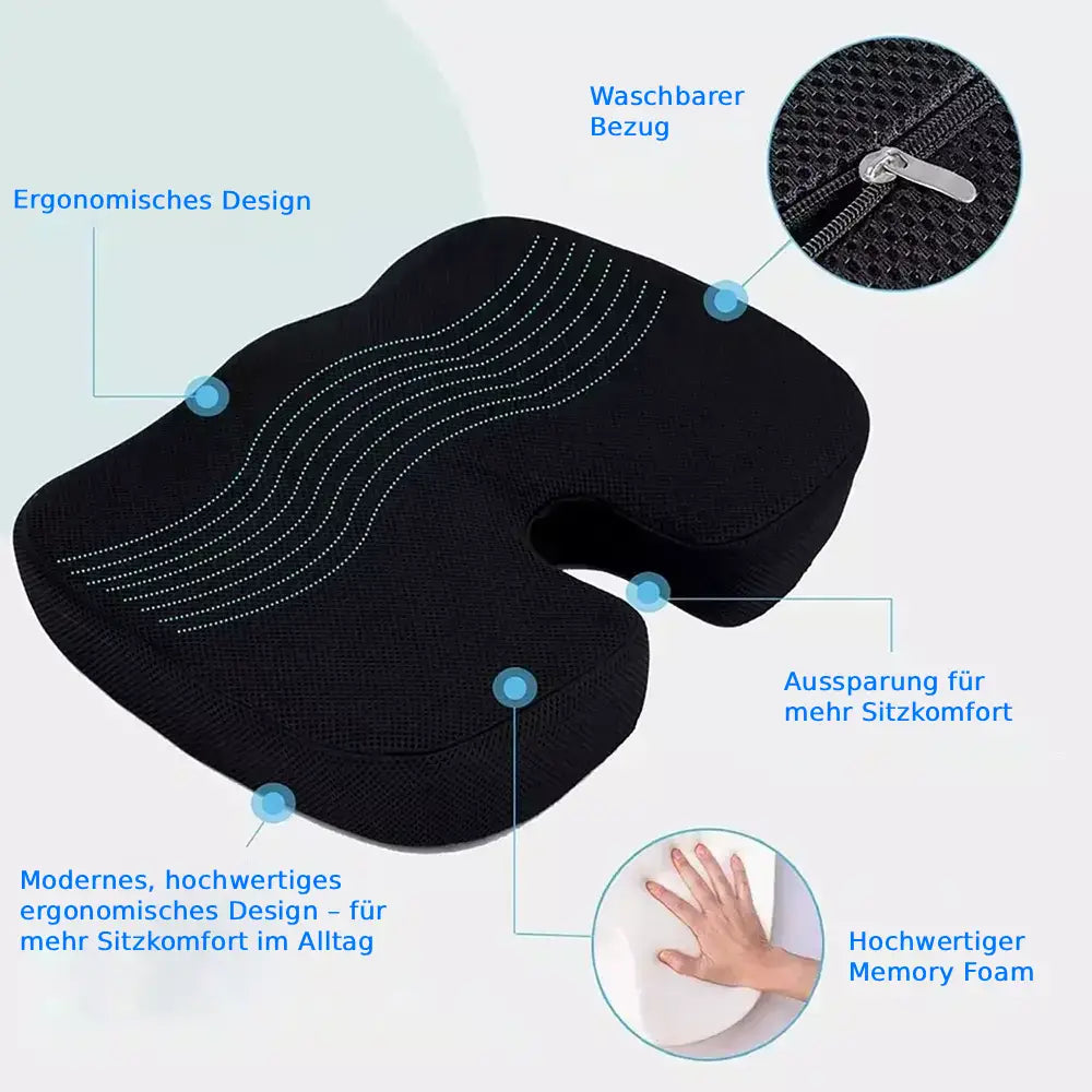 Ergonomisches Sitzkissen in U-Form aus Memory Foam – Bequemer Sitzkomfort für Büro, Auto & Zuhause