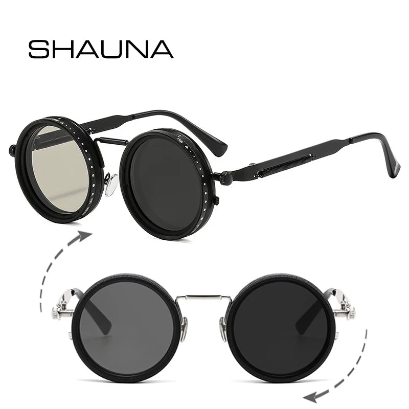 SHAUNA Retro Metal Round Polarized Sunglasses UV400 – Unisex - TechTrendPro