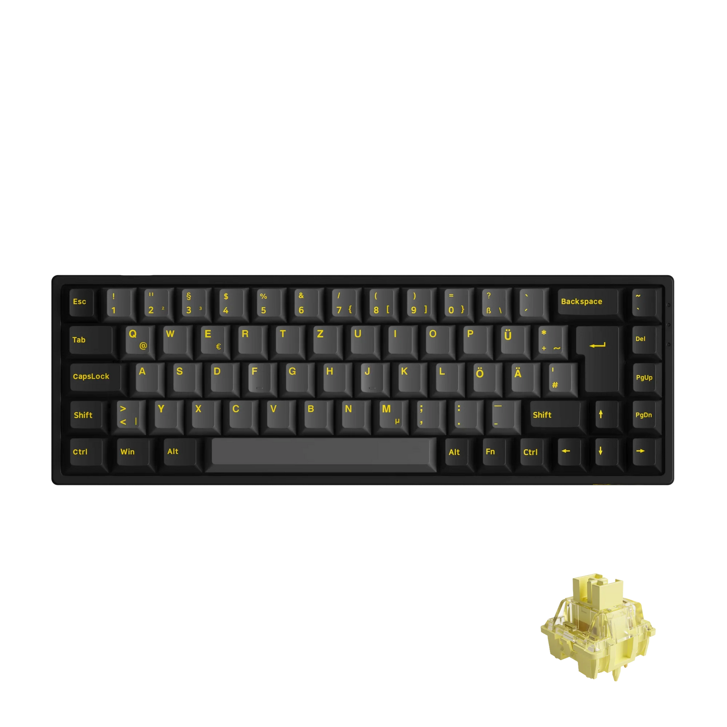 Akko 3068B Plus Black & Gold 65% ISO-DE Layout Mechanical Gaming Keyboard Hot-swapple Multi-Modes 2.4GHz /USB Type-C/BT 5.0