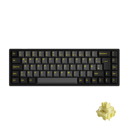 Akko 3068B Plus Black & Gold 65% ISO-DE Layout Mechanical Gaming Keyboard Hot-swapple Multi-Modes 2.4GHz /USB Type-C/BT 5.0