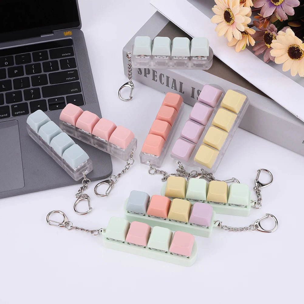 Keyboard Key Toy Party Stress Relief DIY Mechanical Keyboard Button Keycap Fidget Toys with LED Light Keychain Keyboard Caps Toy - TechTrendPro