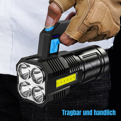 LED Flashlight Rechargeable USB Torch – 4 Modes Waterproof COB Work & Camping Light