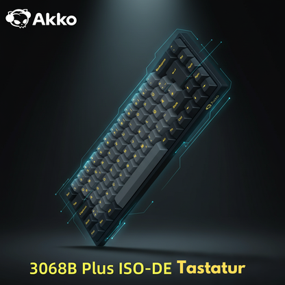 Akko 3068B Plus Black & Gold 65% ISO-DE Layout Mechanical Gaming Keyboard Hot-swapple Multi-Modes 2.4GHz /USB Type-C/BT 5.0