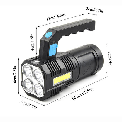 LED Flashlight Rechargeable USB Torch – 4 Modes Waterproof COB Work & Camping Light